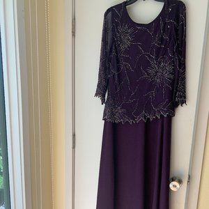 Jkara Beaded Purple Gown